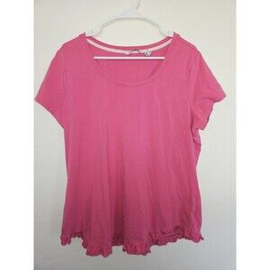 Isaac Mizrahi Live! Pink Short Sleve Tshirt With Ruffle Hem, Size 1X